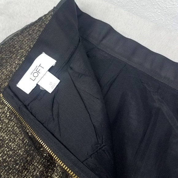 LOFT Womens Gold Black Lace Lined Wool Blend Skirt - Picture 13 of 14